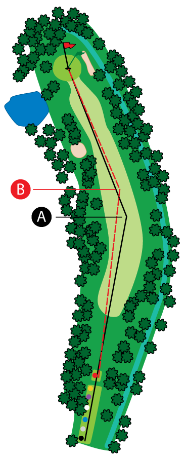 An aerial graphic of the first hole at Buena Vista Country Club