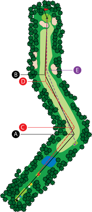 An aerial graphic of the thirteenth hole at Buena Vista Country Club