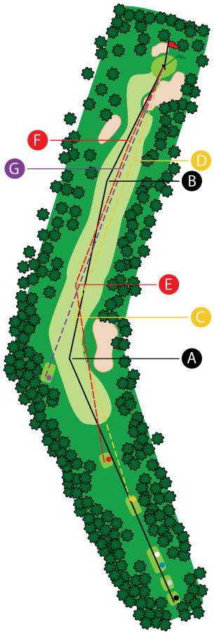 An aerial graphic of the third hole at Buena Vista Country Club