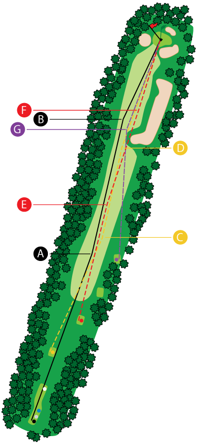 An aerial graphic of the seventh hole at Buena Vista Country Club