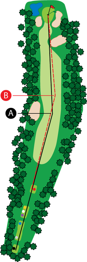 An aerial graphic of the ninth hole at Buena Vista Country Club