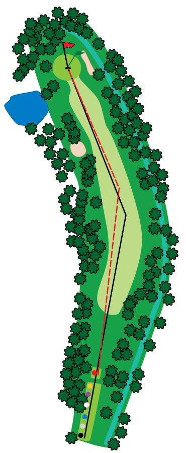 An aerial graphic of the first hole at Buena Vista Country Club